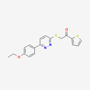 molecular formula C18H16N2O2S2 B2481701 2-[6-(4-Ethoxyphenyl)pyridazin-3-yl]sulfanyl-1-thiophen-2-ylethanone CAS No. 872689-26-4