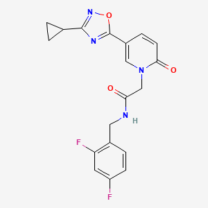 molecular formula C19H16F2N4O3 B2481703 2-[5-(3-cyclopropyl-1,2,4-oxadiazol-5-yl)-2-oxopyridin-1(2H)-yl]-N-(2,4-difluorobenzyl)acetamide CAS No. 1396855-99-4