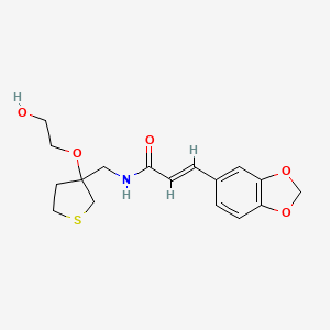 molecular formula C17H21NO5S B2481704 (E)-3-(benzo[d][1,3]dioxol-5-yl)-N-((3-(2-hydroxyethoxy)tetrahydrothiophen-3-yl)methyl)acrylamide CAS No. 2321332-94-7