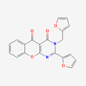 molecular formula C20H12N2O5 B2481719 2-(furan-2-yl)-3-(furan-2-ylmethyl)-3H-chromeno[2,3-d]pyrimidine-4,5-dione CAS No. 896808-94-9