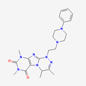 molecular formula C23H30N8O2 B2481721 3,4,7,9-tetramethyl-1-(2-(4-phenylpiperazin-1-yl)ethyl)-7,9-dihydro-[1,2,4]triazino[3,4-f]purine-6,8(1H,4H)-dione CAS No. 923167-92-4