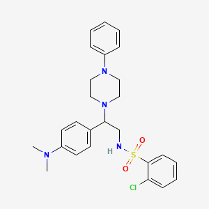 molecular formula C26H31ClN4O2S B2481728 2-chloro-N-(2-(4-(dimethylamino)phenyl)-2-(4-phenylpiperazin-1-yl)ethyl)benzenesulfonamide CAS No. 946244-92-4