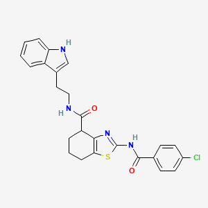 molecular formula C25H23ClN4O2S B2481735 N-(2-(1H-indol-3-yl)ethyl)-2-(4-chlorobenzamido)-4,5,6,7-tetrahydrobenzo[d]thiazole-4-carboxamide CAS No. 955709-86-1