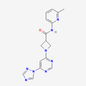 molecular formula C16H16N8O B2481738 1-(6-(1H-1,2,4-triazol-1-yl)pyrimidin-4-yl)-N-(6-methylpyridin-2-yl)azetidine-3-carboxamide CAS No. 2034230-70-9