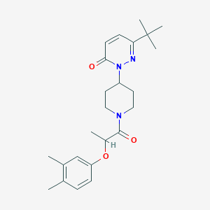 molecular formula C24H33N3O3 B2481740 6-Tert-butyl-2-[1-[2-(3,4-dimethylphenoxy)propanoyl]piperidin-4-yl]pyridazin-3-one CAS No. 2309572-22-1