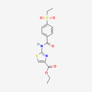 molecular formula C15H16N2O5S2 B2481751 Ethyl 2-(4-(ethylsulfonyl)benzamido)thiazole-4-carboxylate CAS No. 922624-23-5