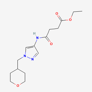 molecular formula C15H23N3O4 B2481753 4-oxo-4-((1-((tetrahidro-2H-piran-4-il)metil)-1H-pirazol-4-il)amino)butanoato de etilo CAS No. 1705975-35-4