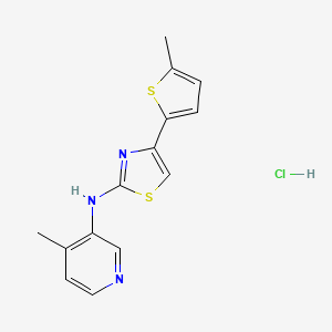 molecular formula C14H14ClN3S2 B2481754 N-(4-methylpyridin-3-yl)-4-(5-methylthiophen-2-yl)thiazol-2-amine hydrochloride CAS No. 2034301-75-0