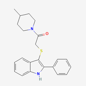 molecular formula C22H24N2OS B2481757 1-(4-methylpiperidin-1-yl)-2-((2-phenyl-1H-indol-3-yl)thio)ethanone CAS No. 536702-49-5