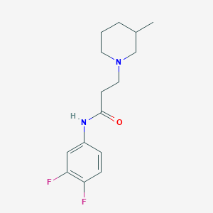 molecular formula C15H20F2N2O B248176 N-(3,4-difluorophenyl)-3-(3-methylpiperidin-1-yl)propanamide 