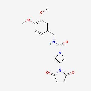 molecular formula C17H21N3O5 B2481761 N-(3,4-dimethoxybenzyl)-3-(2,5-dioxopyrrolidin-1-yl)azetidine-1-carboxamide CAS No. 1795422-60-4