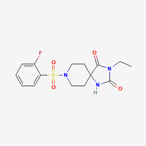 molecular formula C15H18FN3O4S B2481769 3-Ethyl-8-((2-fluorophenyl)sulfonyl)-1,3,8-triazaspiro[4.5]decane-2,4-dione CAS No. 941970-79-2