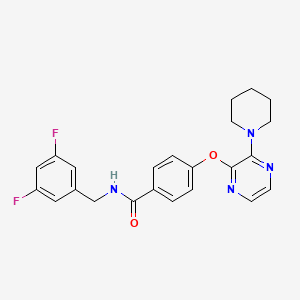 molecular formula C23H22F2N4O2 B2481770 N-(3,5-difluorobenzyl)-4-((3-(piperidin-1-yl)pyrazin-2-yl)oxy)benzamide CAS No. 1251612-23-3