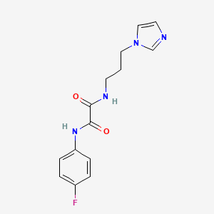 molecular formula C14H15FN4O2 B2481788 N'-(4-fluorophenyl)-N-(3-imidazol-1-ylpropyl)oxamide CAS No. 318258-79-6