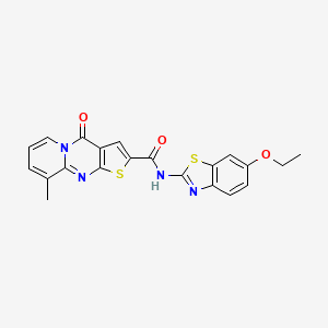 molecular formula C21H16N4O3S2 B2481799 N-(6-ethoxybenzo[d]thiazol-2-yl)-9-methyl-4-oxo-4H-pyrido[1,2-a]thieno[2,3-d]pyrimidine-2-carboxamide CAS No. 690253-11-3