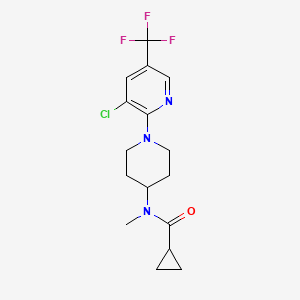 molecular formula C16H19ClF3N3O B2481802 N-{1-[3-chloro-5-(trifluoromethyl)pyridin-2-yl]piperidin-4-yl}-N-methylcyclopropanecarboxamide CAS No. 2062067-04-1