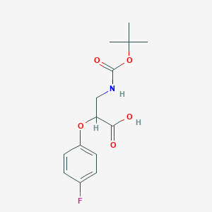 molecular formula C14H18FNO5 B2481807 2-(4-Fluorophenoxy)-3-[(2-methylpropan-2-yl)oxycarbonylamino]propanoic acid CAS No. 2387225-14-9