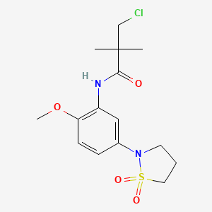 molecular formula C15H21ClN2O4S B2481816 3-chloro-N-(5-(1,1-dioxidoisothiazolidin-2-yl)-2-methoxyphenyl)-2,2-dimethylpropanamide CAS No. 941975-41-3