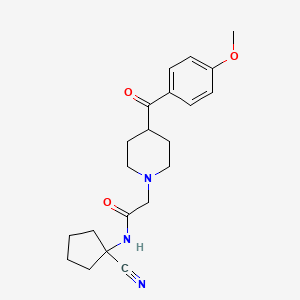 molecular formula C21H27N3O3 B2481817 N-(1-cyanocyclopentyl)-2-[4-(4-methoxybenzoyl)piperidin-1-yl]acetamide CAS No. 930067-87-1
