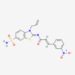 (2E,NZ)-N-(3-allyl-6-sulfamoylbenzo[d]thiazol-2(3H)-ylidene)-3-(3-nitrophenyl)acrylamide