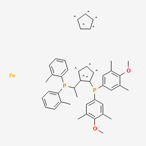 molecular formula C46H62FeO2P2 B2481833 (R)-1-[(S)-2-[Bis(4-methoxy-3,5-dimethylphenyl) phosphino]ferrocenyl]ethyldi-o-tolylphosphine CAS No. 849924-52-3