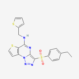 molecular formula C20H17N5O2S3 B2481835 3-[(4-ethylphenyl)sulfonyl]-N-(2-thienylmethyl)thieno[2,3-e][1,2,3]triazolo[1,5-a]pyrimidin-5-amine CAS No. 892742-76-6