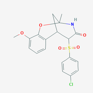 molecular formula C19H18ClNO5S B2481836 12-(4-Chlorobenzenesulfonyl)-6-methoxy-9-methyl-8-oxa-10-azatricyclo[7.3.1.0^{2,7}]trideca-2,4,6-trien-11-one CAS No. 1008038-73-0