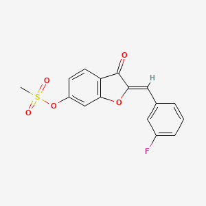 molecular formula C16H11FO5S B2481839 (Z)-2-(3-fluorobenzylidene)-3-oxo-2,3-dihydrobenzofuran-6-yl methanesulfonate CAS No. 622812-69-5
