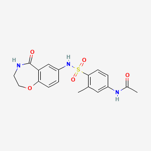 molecular formula C18H19N3O5S B2481845 N-(3-甲基-4-(N-(5-氧代-2,3,4,5-四氢苯并[f][1,4]噁杂环庚-7-基)磺酰胺基苯基)乙酰胺 CAS No. 926032-69-1