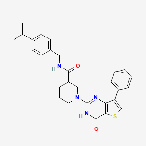 molecular formula C28H30N4O2S B2481846 N-(4-isopropylbenzyl)-1-(4-oxo-7-phenyl-3,4-dihydrothieno[3,2-d]pyrimidin-2-yl)piperidine-3-carboxamide CAS No. 1242999-84-3