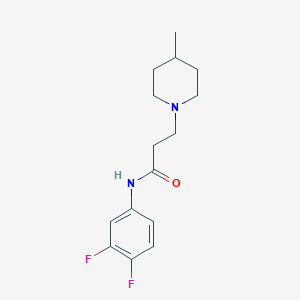 molecular formula C15H20F2N2O B248185 N-(3,4-difluorophenyl)-3-(4-methylpiperidin-1-yl)propanamide 