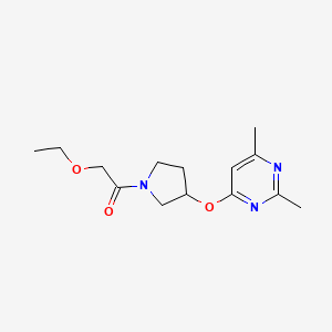 molecular formula C14H21N3O3 B2481853 1-{3-[(2,6-Dimethylpyrimidin-4-yl)oxy]pyrrolidin-1-yl}-2-ethoxyethan-1-one CAS No. 2097872-21-2