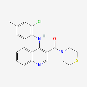 molecular formula C21H20ClN3OS B2481856 (4-((2-Chloro-4-methylphenyl)amino)quinolin-3-yl)(thiomorpholino)methanone CAS No. 1359127-20-0