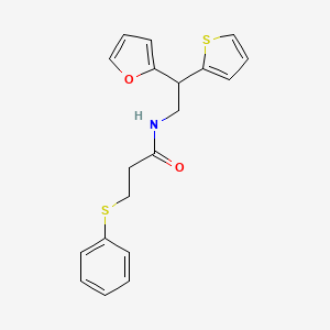 molecular formula C19H19NO2S2 B2481858 N-[2-(furan-2-yl)-2-(thiophen-2-yl)ethyl]-3-(phenylsulfanyl)propanamide CAS No. 2097890-58-7