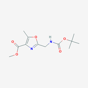 molecular formula C12H18N2O5 B2481863 Methyl 2-{[(tert-butoxycarbonyl)amino]methyl}-5-methyl-1,3-oxazole-4-carboxylate CAS No. 851372-22-0