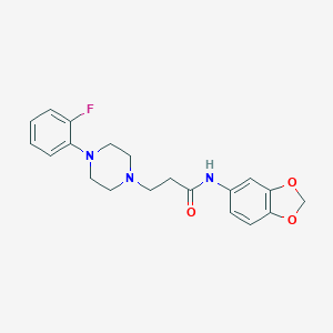 molecular formula C20H22FN3O3 B248187 N-Benzo[1,3]dioxol-5-yl-3-[4-(2-fluoro-phenyl)-piperazin-1-yl]-propionamide 