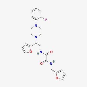 molecular formula C23H25FN4O4 B2481881 N1-(2-(4-(2-fluorophenyl)piperazin-1-yl)-2-(furan-2-yl)ethyl)-N2-(furan-2-ylmethyl)oxalamide CAS No. 877633-24-4