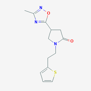 molecular formula C13H15N3O2S B2481882 4-(3-Methyl-1,2,4-oxadiazol-5-yl)-1-(2-(thiophen-2-yl)ethyl)pyrrolidin-2-one CAS No. 1171671-11-6