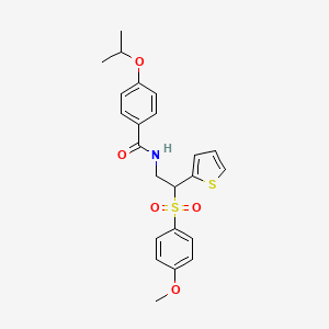 molecular formula C23H25NO5S2 B2481883 4-异丙氧基-N-[2-[(4-甲氧基苯基)磺酰]-2-(噻吩基)乙基]苯甲酰胺 CAS No. 946348-13-6