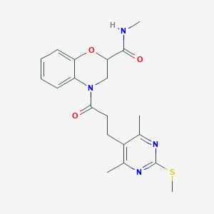 molecular formula C20H24N4O3S B2481884 4-{3-[4,6-dimethyl-2-(methylsulfanyl)pyrimidin-5-yl]propanoyl}-N-methyl-3,4-dihydro-2H-1,4-benzoxazine-2-carboxamide CAS No. 1031123-46-2