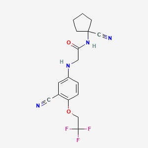 molecular formula C17H17F3N4O2 B2481885 2-{[3-cyano-4-(2,2,2-trifluoroethoxy)phenyl]amino}-N-(1-cyanocyclopentyl)acetamide CAS No. 1252535-47-9