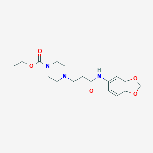 molecular formula C17H23N3O5 B248189 Ethyl 4-[3-(1,3-benzodioxol-5-ylamino)-3-oxopropyl]piperazine-1-carboxylate 