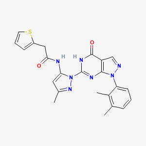 molecular formula C23H21N7O2S B2481891 N-(1-(1-(2,3-dimethylphenyl)-4-oxo-4,5-dihydro-1H-pyrazolo[3,4-d]pyrimidin-6-yl)-3-methyl-1H-pyrazol-5-yl)-2-(thiophen-2-yl)acetamide CAS No. 1171887-33-4
