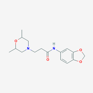 molecular formula C16H22N2O4 B248190 N-(1,3-benzodioxol-5-yl)-3-(2,6-dimethylmorpholin-4-yl)propanamide 