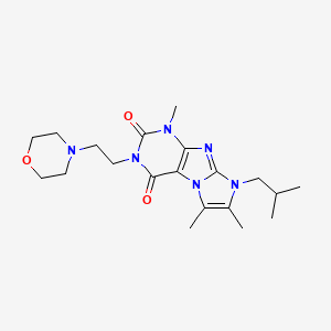 molecular formula C20H30N6O3 B2481908 8-isobutyl-1,6,7-trimethyl-3-(2-morpholinoethyl)-1H-imidazo[2,1-f]purine-2,4(3H,8H)-dione CAS No. 929967-84-0