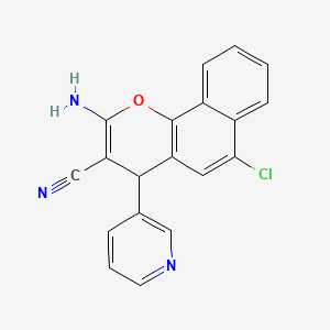 molecular formula C19H12ClN3O B2481912 2-amino-6-chloro-4-(pyridin-3-yl)-4H-benzo[h]chromene-3-carbonitrile CAS No. 414907-28-1