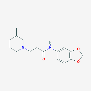 molecular formula C16H22N2O3 B248193 N-(1,3-benzodioxol-5-yl)-3-(3-methylpiperidin-1-yl)propanamide 