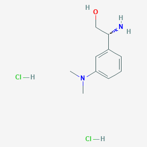 molecular formula C10H18Cl2N2O B2481932 (2R)-2-アミノ-2-[3-(ジメチルアミノ)フェニル]エタノール；二塩酸塩 CAS No. 2413848-89-0