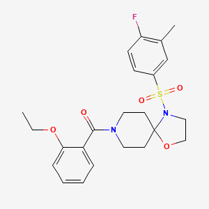 molecular formula C23H27FN2O5S B2481934 (2-乙氧苯基)(4-((4-氟-3-甲基苯基)磺酰)-1-氧代-4,8-二氮杂螺[4.5]癸烷-8-基)甲酮 CAS No. 946344-53-2