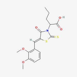 molecular formula C17H19NO5S2 B2481947 2-[(5Z)-5-[(2,3-dimethoxyphenyl)methylidene]-4-oxo-2-sulfanylidene-1,3-thiazolidin-3-yl]pentanoic acid CAS No. 861117-39-7